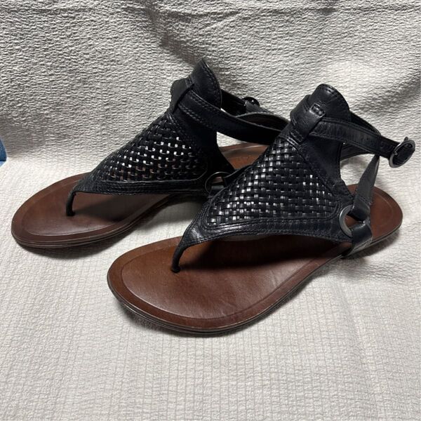 ALDO レザー 編み込み サンダル ブラック 37