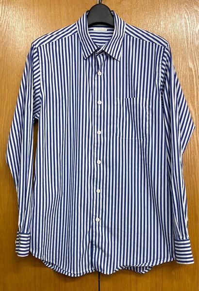 メンズ★GU★長袖シャツ M ブルーストライプ 中古品
