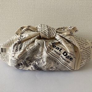 あずま袋(873)英字新聞柄 お弁当袋 内袋 ハンドメイド