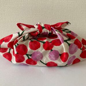 あずま袋(892)丸い実柄 生成り地 お弁当袋 内袋 ハンドメイド