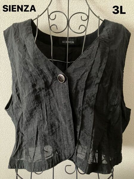 レディース 黒 ジレ ベスト 3L 透け感 レーヨン 夏 ブラック ミセス ゆったり キレイめ 婦人服 ミセス