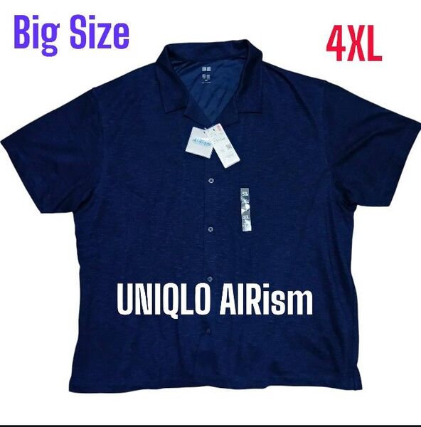 【新品】4XL ビッグサイズ ユニクロ エアリズム オープンカラー ポロシャツ 半袖シャツ