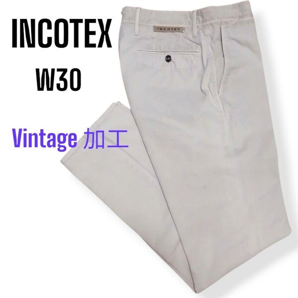 INCOTEX RED インコテックス 30 ビンテージ加工 ホワイトベージュ スラックス