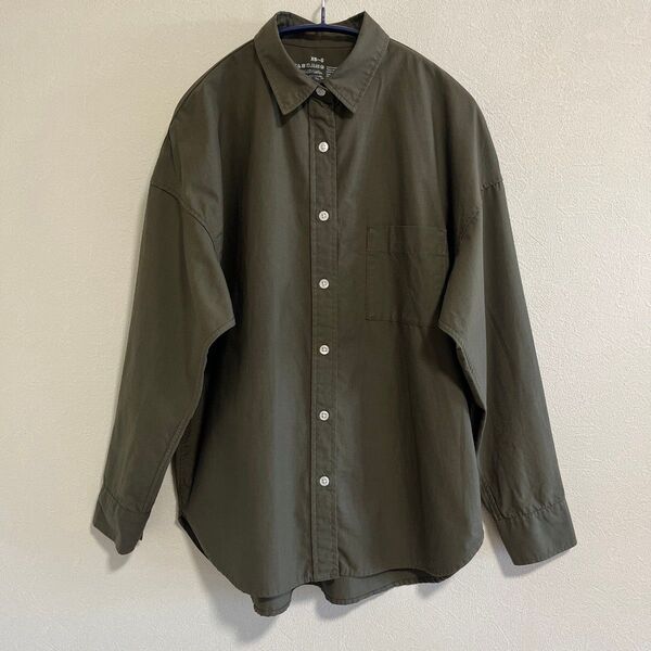 無印良品 良品計画 長袖シャツ ブラウス 羽織り 綿100% 緑 カーキ オリーブグリーン モスグリーン XS S