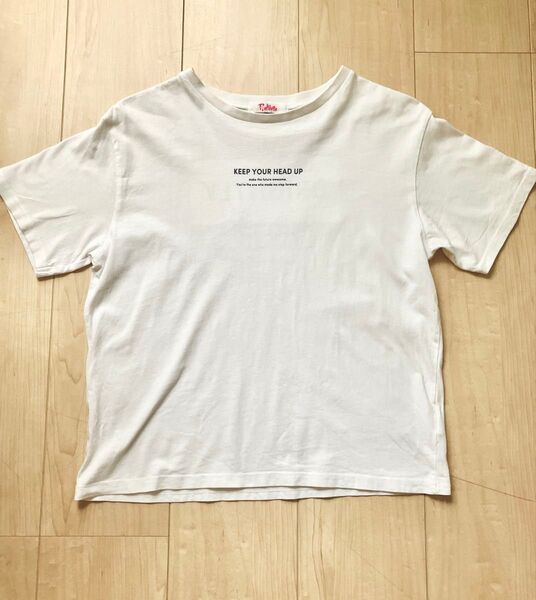 ピンクラテ Tシャツ 150/M 白 ホワイト 半袖ロゴ プリント
