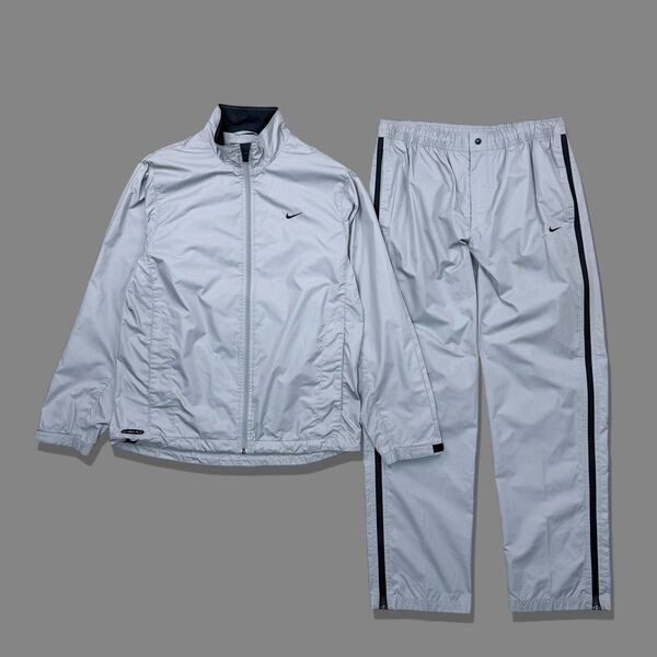 00s Y2K NINE ナイキ ナイロンジャケット ナイロンパンツ ハニカムリップストップ グレー ベンチレーション テック