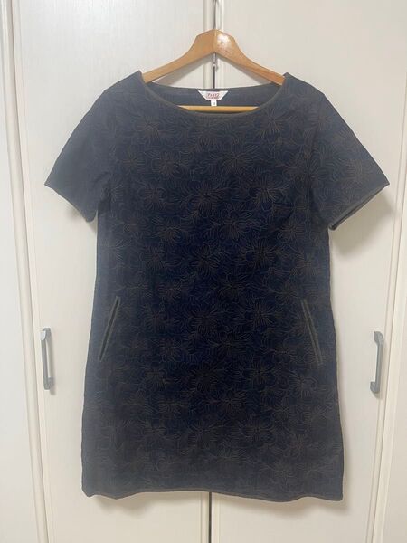 ジュンコシマダ Part2 チュニック ワンピース ダークブラウン花柄 総刺繍 婦人服 PART2JUNKO SHIMADA