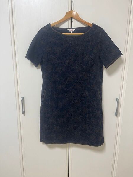 ジュンコシマダ Part2 チュニック ワンピース ダークブラウン花柄 総刺繍 婦人服 PART2JUNKO SHIMADA