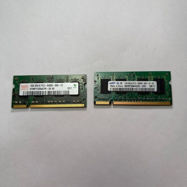2個セット Hynix/Samsung メモリ PC2-6400S/PC2-5300S DDR2 so dim 動作未確認