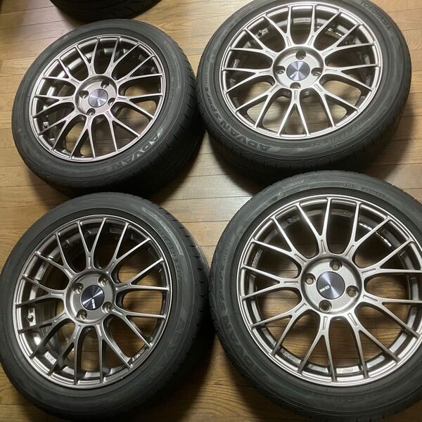 ENKEI PFM1 16インチ4本中古 6.5J オフセット+45 100 4穴 バリ山タイヤ付き ガリ傷無し 室内保管