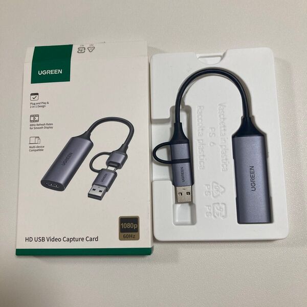 UGREEN HDMI キャプチャーボード 1080P 60FPS 4K入力 ビデオキャプチャー 2in1