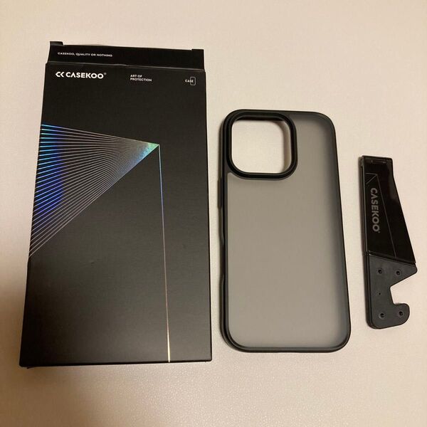 CASEKOO iPhone 16 Pro 用 ケース 耐衝撃 滑り止め 指紋防止 米軍MIL規格 (マットブラック)