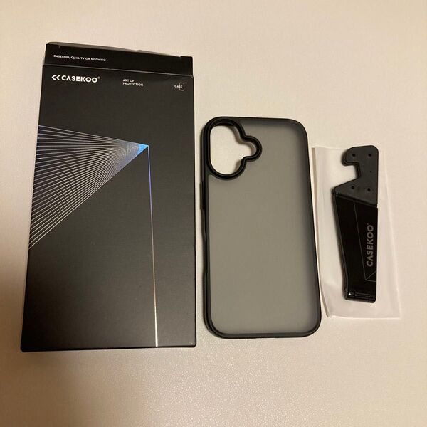 CASEKOO iPhone 16 用 ケース 耐衝撃 滑り止め 指紋防止 米軍MIL規格 (マットブラック)