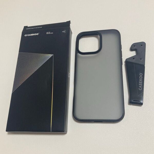 CASEKOO iPhone 16 Pro Max 用 ケース 耐衝撃 滑り止め 指紋防止 米軍MIL規格 (マットブラック)