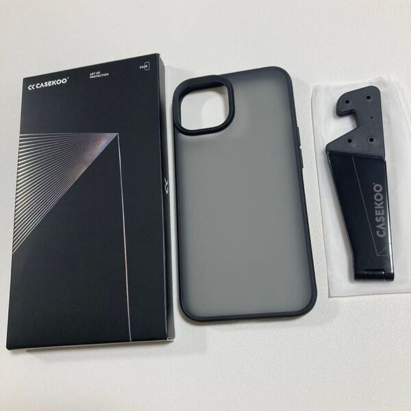 CASEKOO iPhone 14 / 13 用 ケース 耐衝撃 滑り止め 指紋防止 米軍MIL規格 (マットブラック)