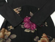 USA製 アメリカ製 80s 90s L.B.L バイカラー 切り替え 花柄 ワンピース ドレス ブラック ビンテージ 古着ワンピース S-Mサイズ_画像7