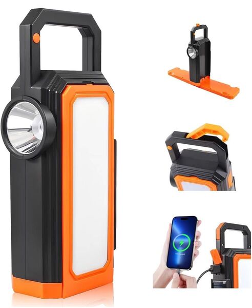 懐中電灯 LED ランタン キャンプ アウトドア スマホ充電 吊り下げ 充電式 多機能ソーラーランタン