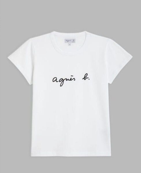 アニエスベーagnes b ロゴプリント 綿100% 半袖Tシャツ ホワイト レディース L