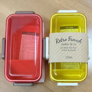 2個セット☆イエロー&レッド(オレンジ) スケーター レトロフレンチ ふわっと弁当箱 530ml おそろい♪