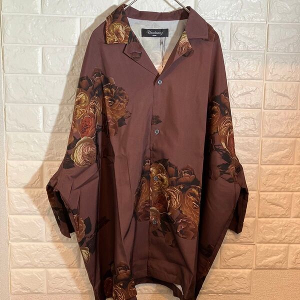 アンリラクシング メンズ 半袖シャツ レトロ柄 ビッグシルエット アロハ 開襟