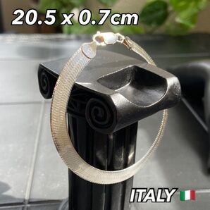 ITALY製ブレスレット スネークチェーン 20.5cm x 7.0mm シルバーブレス 上品な光沢 男女兼用 Silver925