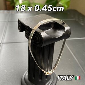 ITALY製 シルバーブレスレット 18cm x 4.5mm スネークチェーン 上品な光沢 男女兼用 Silver925 バングル