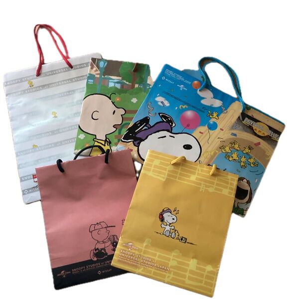 スヌーピー 紙袋 ショッパー 5枚 まとめ売り USJ ユニバーサルスタジオジャパン日生非売品