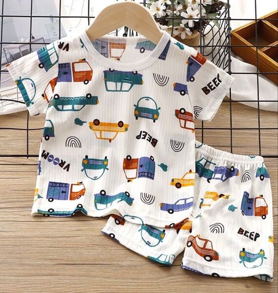 【新品】パジャマ キッズ 半袖 夏 細身 女上下 セット 薄手 子供 ルームウェア 冷感