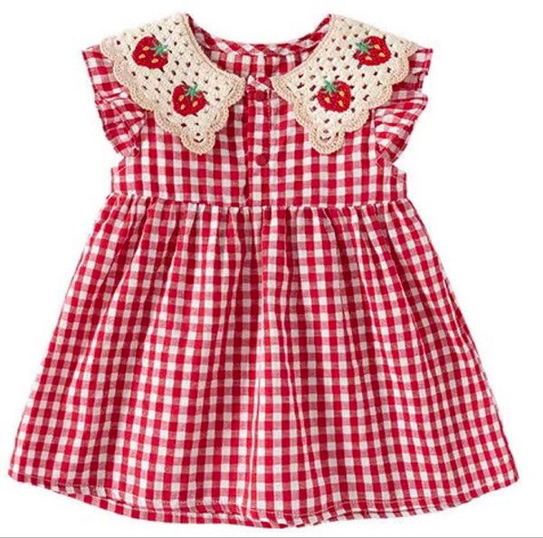 【新品】90cmキッズワンピース 子供服 女の子 袖なし 襟付き ドレス 夏 可愛い
