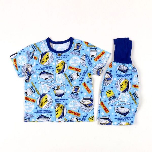 【新品】子供服ムージョンジョンJR新幹線電車総柄半袖パジャマ 100cm