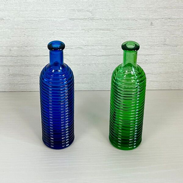 【展示品処分】ガラス花瓶 一輪挿し ボトル 2個セット レトロ ヴィンテージ インテリア