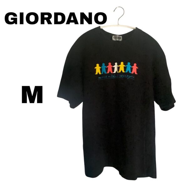 【美品】GIORDANO トップス レディース Tシャツ 半袖 Mサイズ ブラック Black 古着