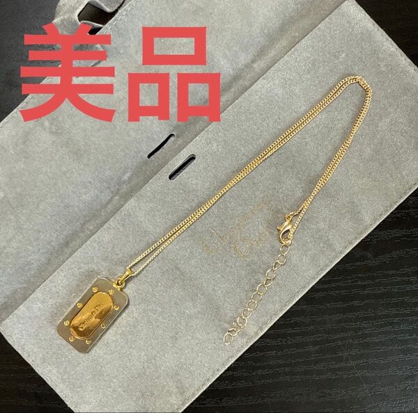 Christian Dior クリスチャンディオール Diorロゴプレートネックレス ゴールド/シルバー ビンテージ 美品