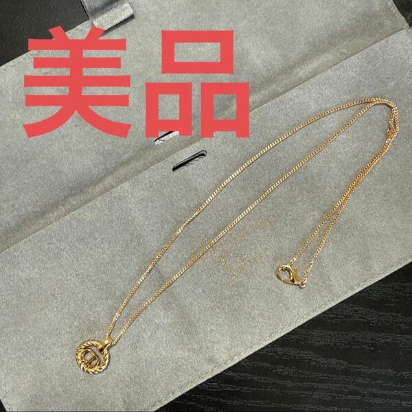 Christian Dior CDロゴラウンドチャームネックレス ゴールドカラー ビンテージ 美品②