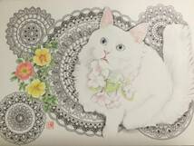 開運 原画 肉筆 ボールペンアート 額装付き 百貨店作家 ボールペン画 絵画_画像1