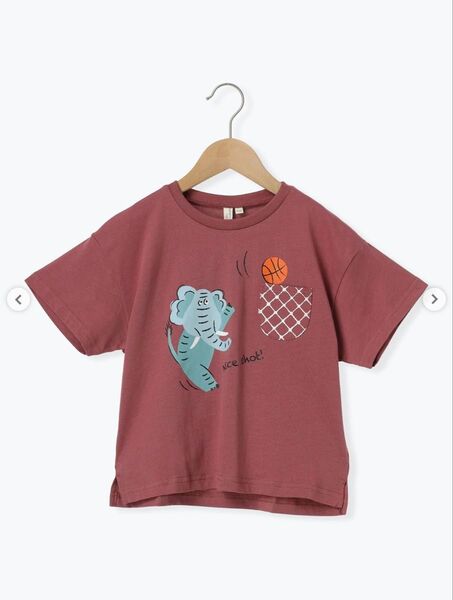 【新品】 サマンサモスモスラーゴム バスケ ぞう 動物 アニマル Tシャツ ボルドー 赤 110 100 吸水速乾