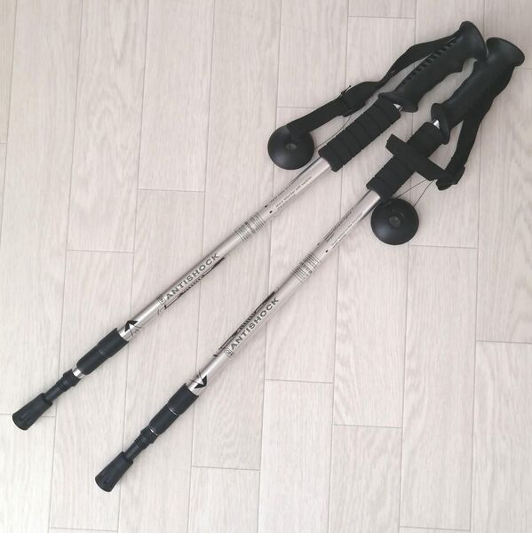 新品 ラバーグリップ 2本セット アルミ製 トレッキングポール ステッキ登山杖 キャンプ アウトドア