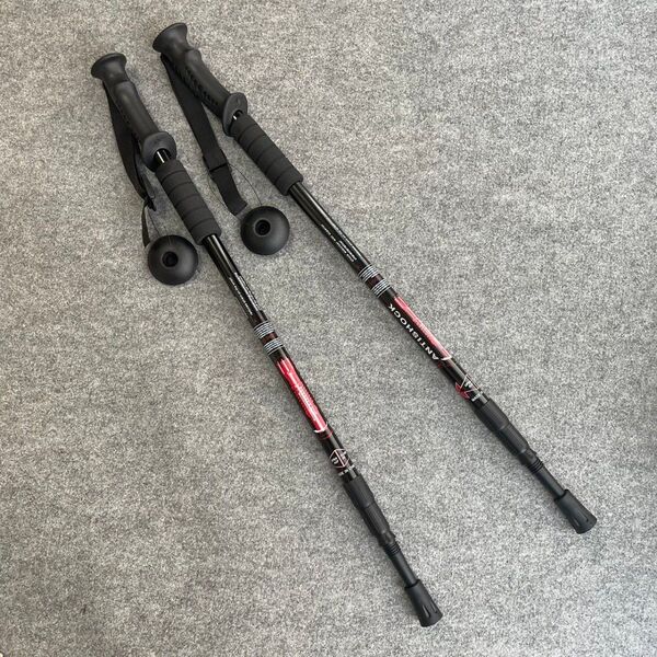 新品 ラバーグリップ 2本セット アルミ製 トレッキングポール ステッキ登山杖 キャンプ アウトドア