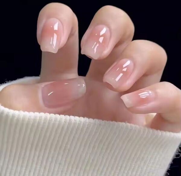 ネイルチップ 推しネイル ワンホン 韓国 シンプル ピンクベージュ系 24枚入り