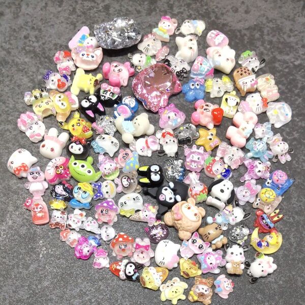 【51】ネイルパーツ プラパーツ キャラクター デコパーツ ハンドメイド y2k レジン 平成女児 現品限り 100個 被りなし