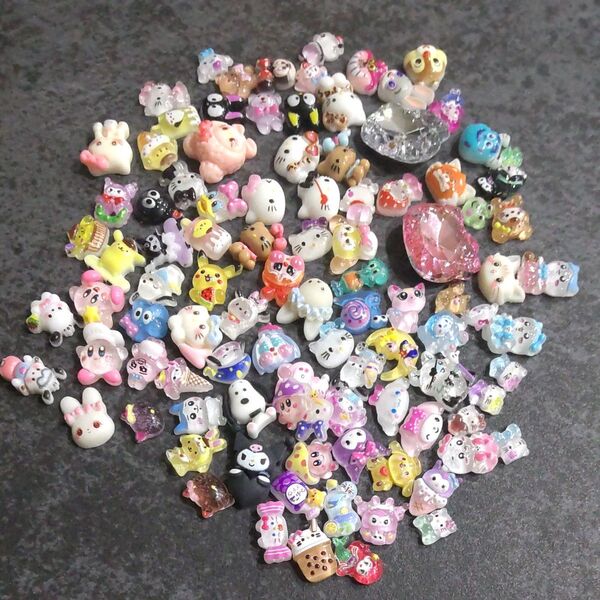 【68】ネイルパーツ プラパーツ キャラクター デコパーツ ハンドメイド y2k レジン 平成女児 在庫処分 セール 約100個