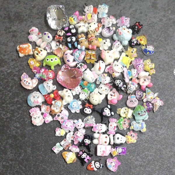 【69】ネイルパーツ プラパーツ キャラクター デコパーツ ハンドメイド y2k レジン 平成女児 在庫処分 セール 約100個