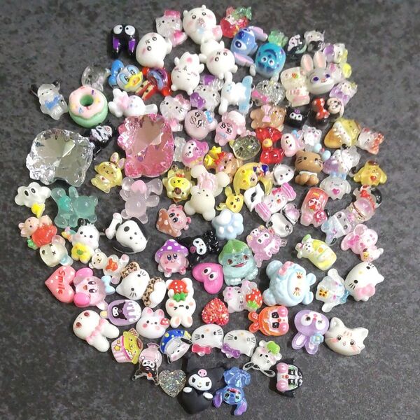 【94】ネイルパーツ プラパーツ キャラクター デコパーツ ハンドメイド y2k レジン 平成女児 在庫処分 セール 約100個