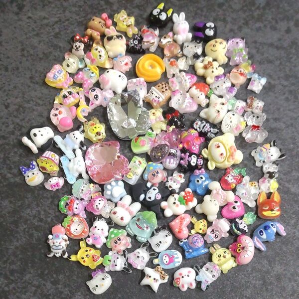 【96】ネイルパーツ プラパーツ キャラクター デコパーツ ハンドメイド y2k レジン 平成女児 在庫処分 セール 約100個