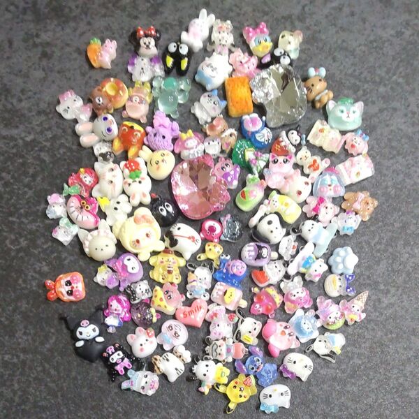 【97】ネイルパーツ プラパーツ キャラクター デコパーツ ハンドメイド y2k レジン 平成女児 在庫処分 セール 約100個