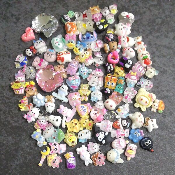 【98】ネイルパーツ プラパーツ キャラクター デコパーツ ハンドメイド y2k レジン 平成女児 在庫処分 セール 約100個