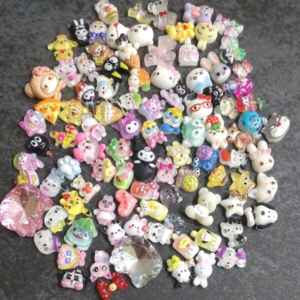 【100】ネイルパーツ プラパーツ キャラクター デコパーツ ハンドメイド y2k レジン 平成女児 在庫処分 セール 約100個