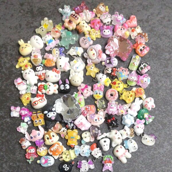 【101】ネイルパーツ プラパーツ キャラクター デコパーツ ハンドメイド y2k レジン 平成女児 在庫処分 セール 約100個