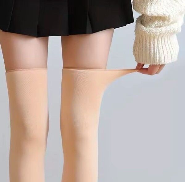ニーハイソックス 靴下 裏起毛 暖かい タイツ 極暖 美脚効果 痩身効果 防寒 寒さ対策 秋冬 韓国 ワンホン ニーハイ ベージュ