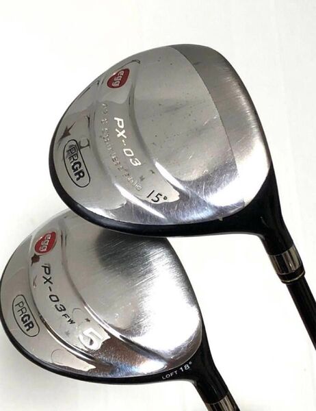名器 プロギア PRGR egg PX-03 15° & PX-03FW 5番 18° 2本セット リシャフト フレックスS